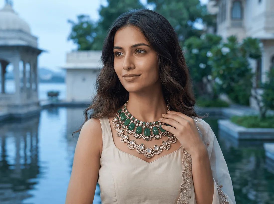 AI-generated necklace jewellery catalog image — style 5